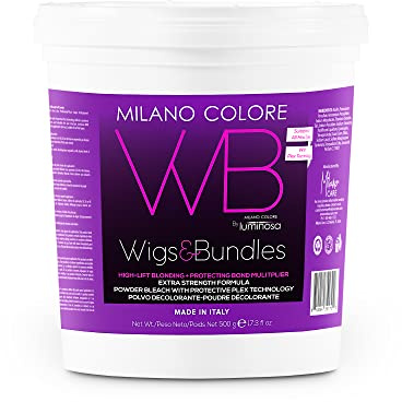 Milano Care WB-Wigs and Bundles Bleach Powder – Dust Free Blue Lightening Powder. Hair Bleaching Powder for Highlights, Balayage and Hair Lightening-Lifts up to 9 levels-PLEX- Technology 500 gr-17 oz