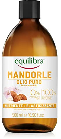 equilibra Corpo, Olio di Mandorle Puro, Olio di Mandorle Dolci, Protettivo, Nutriente ed Elasticizzante, Aiuta a Prevenire le Smagliature in Gravidanza o Durante una Dieta Ipocalorica, 500 ml