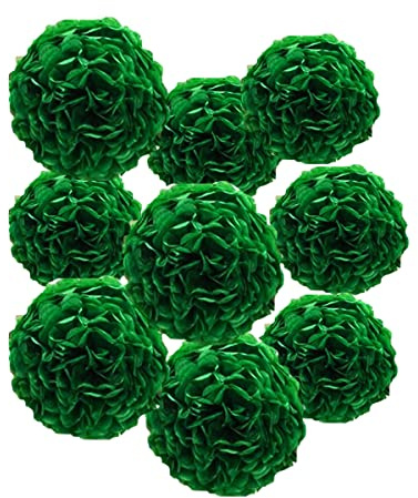 12pcs 10in 12in Dark Green Pom Poms Tissue Paper Flower Hanging Balls Wedding Party Decorations DIY Art Craft Blooms for Birthday Baby Shower Nursery Decor