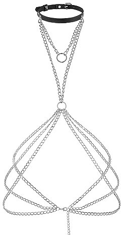 Sethain Leder Körperkette Schwarz Punk Ledergürtel Geschichtet Taillengürtel gotisch Festival Schmuck Rave Ketten Nachtclub Body-Accessoires für Damen