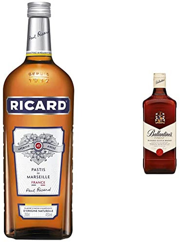 RICARD Pastis de Marseille 200cl 45% & Ballantines Bouteille en Verre Whisky 40% Not Stated Blended Scotch 1.5 L