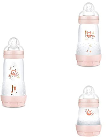 MAM Biberón Anti-Colic - Colección Colours of Nature, Set de 3 Biberones Anticólicos Patentados, Tetinas de Silicona SkinsoftTM Ultrasuave, para Bebés a Partir de 0 Meses, 160, 260 y 320 ml, Rosa
