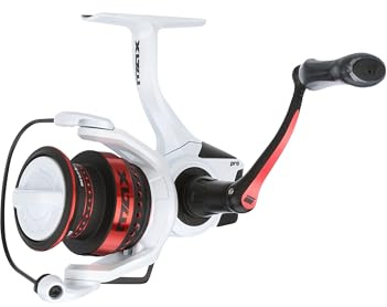 Abu Garcia MAX Pro Carrete Giratorio | Ligero y Duradero | Carrete de Pesca de Agua Dulce para Pescadores | Arrastre Suave, antirretroceso instantáneo | Lubina, Trucha, Leucoma | 4000H Blanco y Rojo