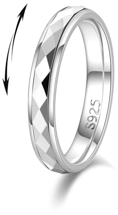 LOFITOR 925 sterlingsilver anti-ångest spinnare ringar fidget band ring för stress ångestlindring för kvinnor män anti-stress ringar ångest band ring sandstråle romb
