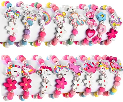 Faburo 16pcs Kids Jewelry for Girls, Unicorn Bracelets Little Girls Jewelry