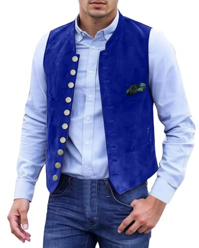 Générique Gilet Traditionnel pour Homme,Costume Bavarois Homme,Gilet Vintage avec Poches intérieures,Veste Traditionnelle boutonnée élégante, Matière Flanelle,Coupe ajustée,pour Oktoberfest,Mariage