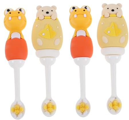 ROMISBABA 4 Piezas Cepillo de Dientes para Bebés y Años Extra Suave Cabezal Pequeño para Limpieza Precisa Diseño de Dibujos Animados Divertido Cerdas Delicadas para Encías Sensibles Fácil
