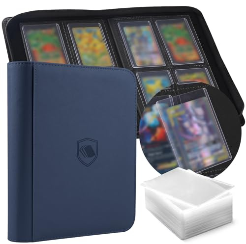 Toploader - Album di carte da collezione per 160 Toploader, 108 top loader inclusi, copertina premium in poliuretano per 3 x 4 Rigid Toploader, album da collezione su entrambi i lati per TCG e carte