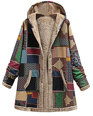 Fleece Jacket Women Boho Oversized Hoodies Ladies Ethnic Winter Jackets With Pockets Warm Open Front Cardigans Long Warm Coats Teddy Fleece