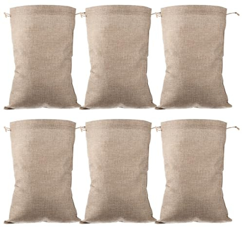 FOMIYES 6 Sacchetti di Juta Coulisse 20x30 Cm, Sacchetti Riutilizzabili per Conservazione Verdure e Radici, Borsa Portatile Traspirante per Frutta e Alimenti, per Cucina e Organizzazione