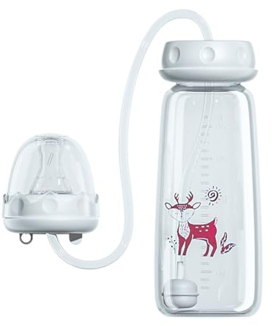 Biberon Anticolico Recien Nacido, 240ml Biberon Manos Libres Para Bebe, Biberones Anticolicos Con Pajita Para Niños Y Niñas En Casa Dormitorio Cocina Viaje Camping Pícnic