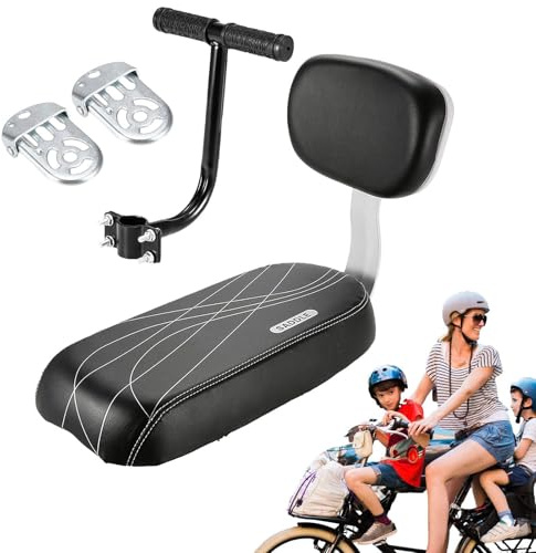 Sedile posteriore per bicicletta - PU in ferro d'acciaio 37x25x16 cm | Sedile posteriore imbottito per bicicletta per bambini | Portabici per bambini con schienale, poggiabraccia e poggiapiedi
