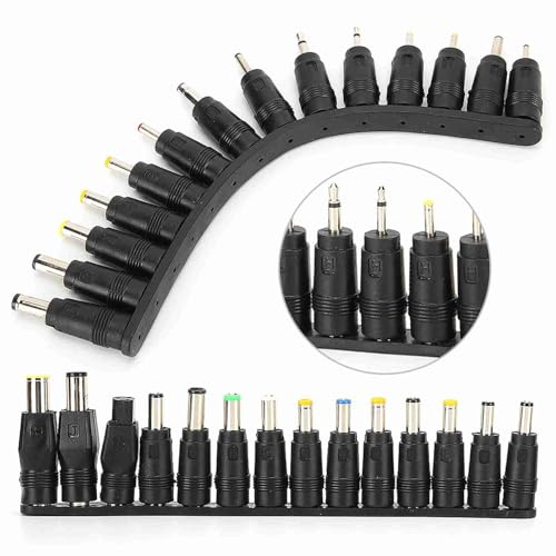 Wakects 28 St Notebook Power Adapter Set, ABS DC Adapter Konverteringshuvuden 5,5x2,1mm Hona, 28 Spetsstorlekar, Kompakt Bärbar Strömkontakt för Bärbar Nätadapter och Hemenheter