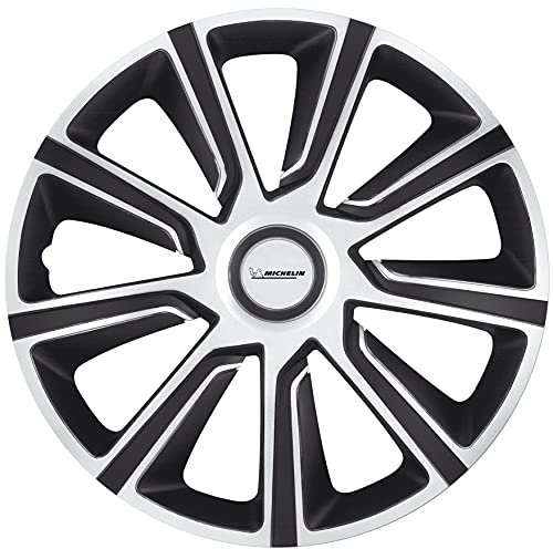 MICHELIN Radkappen 15 Zoll Universal Radzierblenden Louise 4er Set Fürs Auto ABS Kunststoff | Schwarz/Silber