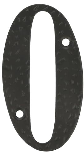 Amig - Número para Casas o Portales - Nº 0-100 x 65 mm - Para Paredes o Muros Exteriores de Viviendas - De Acero Acabado en Negro Epoxi - Estilo Forja - Incluye Tacos y Tirafondos