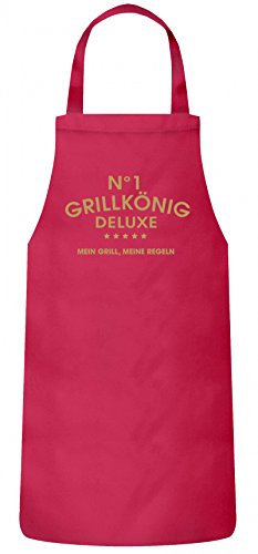Shirtstreet Grillen Grill Garten Party Frauen Herren Barbecue Baumwoll Grillschürze Kochschürze No 1 Grillkönig Deluxe - Mein Grill, Meine Regeln, Größe: OneSize,Pink