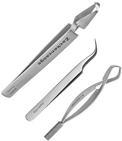 May Zeckenentferner Set (3-teilig Edelstahl) - Zeckenzange & Pinzetten für sichere Zeckenentfernung