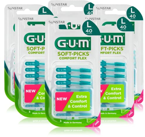 GUM Soft-Picks Comfort Flex Interdental Cleaners | Cleaning Between Teeth and Plaque Removal | Wide Grip and Flexible Neck (L - [3x40])
