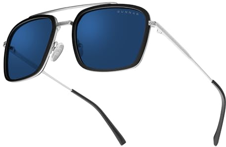 Gunnar Gaming and Computer Sunglasses | Barron Edition |Stainless Steel frame, Lens Tint: Sun (Blocks 90% Blue Light & 100% UV Light) | Patented lens | Reduce eye strain & dryness