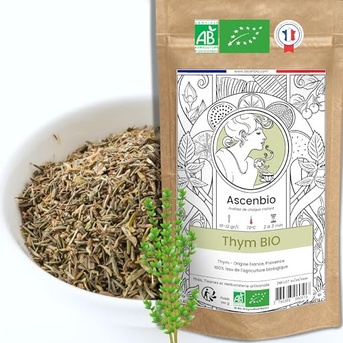 Ascenbio ✿ Timo intero essiccato di Provenza Bio ✿ FRANCIA 100% PUR ✿ 180 g sciolto ✿ Spezia e aromato ✿ Preparato e confezionato in Francia ✿ Imballaggio biodegradabile
