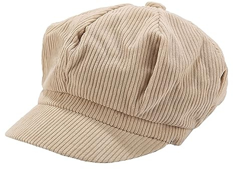 FSSTUD Gorras de pana para mujer, 8 paneles, gorra vintage de periódico, gorra de periódico, gorra de Gatsby Cabbie Painter Tour, beige, 6 7/8-7 1/8