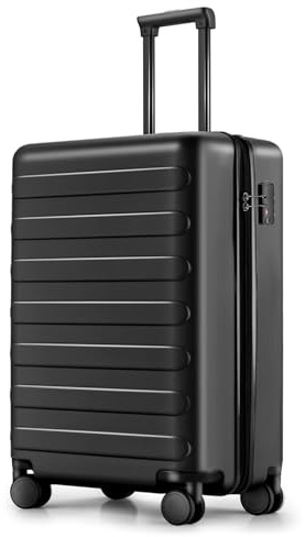 NINETYGO Carry On Luggage 22x14x9 Airline Approved, 20 Inch Luggage with Smooth Spinner Wheels, Lightweight, Hard Shell PC Suitcase Carry-On, Travel Luggage, TSA Approved (Black, Rhine Basic)