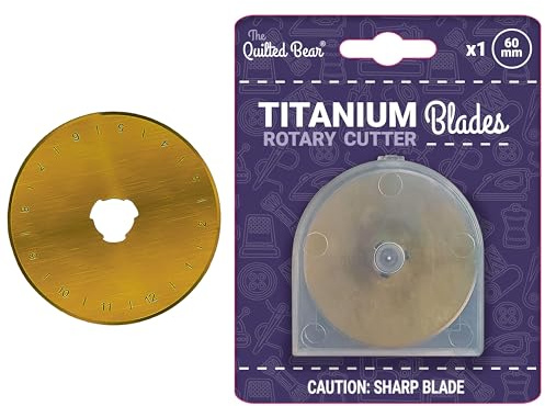 The Quilted Bear Titanium Rotary Blades 60mm - Precise Cutting & Long Lasting Easy Replace Universal Replacement Rotary Cutter Blades 60mm for Fabric Cutters & Sewing Cutters x 1