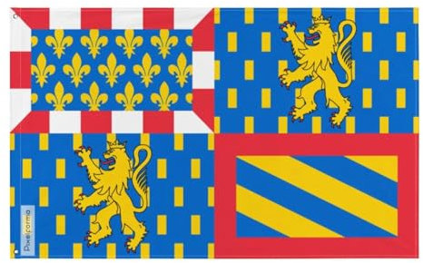 Drapeau Bourgogne-Franche-Comté Plusieurs Tailles en Polyester 120x180cm 4. 2 œillets à gauche avec bande blanche