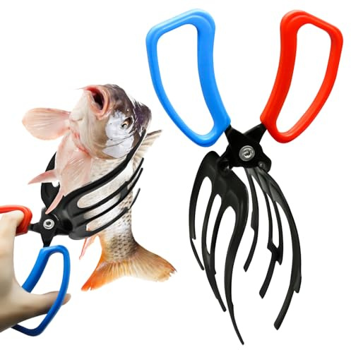 Fiskgripare, fiskgreppare verktyg metall fiskgripare för fiske, 3 klo fiskgrepp halkskydd fiske tänger grepp kontroll klämma klo fisk tång fånga fisketillbehör, perfekt för sportfiskare
