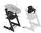 Seggiolone Tripp Trapp di Stokke, Oak Black (Include Sedia + Baby Set 2) con Newborn Set - Design Sicuro, Regolabile, Ergonomico