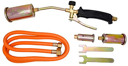 Propane Gas Torch Burner Set, Weed Burner Hose Regulator Roofers Plumbers Kit with 23/35/50mm Nozzle for Garden Outdoor