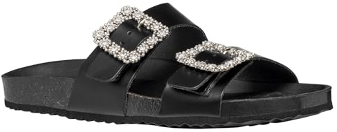 Geox D Brionia R A, Sandali Piatti Donna, Nero, 39 EU