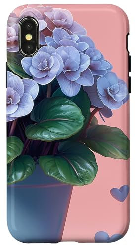 iPhone X/XS Bergenia Plant In Pot Hearts Around Cottagecore Boho Graphic Case