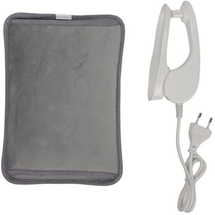 SHX Elektrische Wärmeflasche - Wärmegürtel Rücken, Heizkissen Rücken - 450 Watt, 2-6 Stunden Warmhaltezeit, Thermostat, Sicherung, Ladezeit 10-15 min, grau