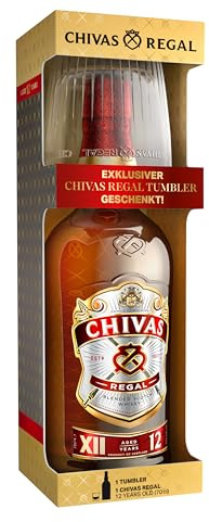 Chivas Regal 12 Years Old Blended Scotch Whisky, inklusive gebrandetem Tumbler-Glas in edler Geschenk-Verpackung, für genussvolle Abende, 40% Vol., 0,7 l