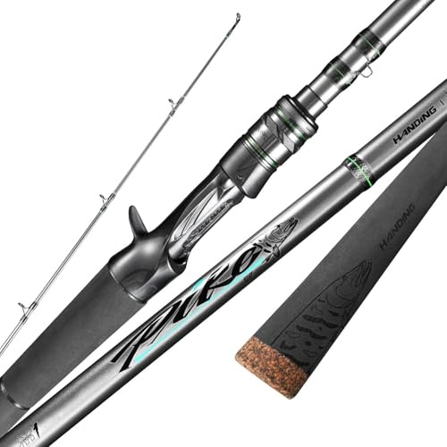 HANDING M1 Musky Rod Heavy Casting Rod 7'6 2-Piece Baitcaster Rod for Northern Pike Catfish Striped Bass Snook with Fast Action 30T+24T Carbon Fiber