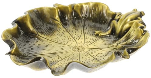 DIYEAH Vintage Chinese Calligraphy Ink Tray with Frogs Metal Inkwell and Leaf Stand, Delicate Household Ink Dish for Calligraphy Practice at Home and School, Antique Bronze Decorative Inkstone