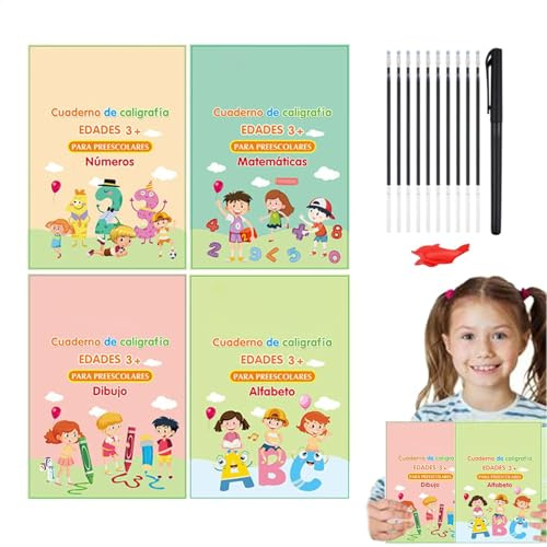 LearnLyrics Spanish Handwriting Books for Kids | Reusable Spanish Writing Practicing Notebook,Spanish Writing Workbooks for Boys, Girls, Kid, Children