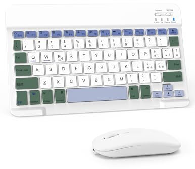 LAMA Tastiera e Mouse Wireless, Tastiera Tablet Universale Ultra Sottile Ricaricabile, Tastiera Bluetooth Portatile per iPad/Tablet/iOS/Android/Windows/Laptop/Computer Desktop/Telefoni