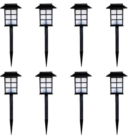 Outdoor Solar Powered LED Garden Lights Landscape Lighting Waterproof Stake Path Lights for Patio Yard Backyard Lawn Terrace Pathway Sidewalk Pathway Walkway Driveway Decorations 8 Pack Warm White