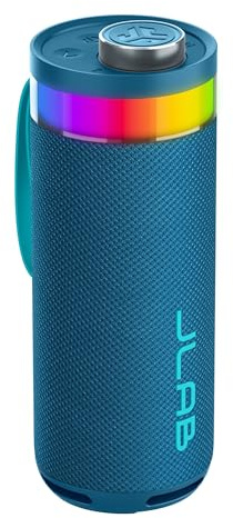 JLab Go Party Enceinte Bluetooth Portable avec +16H d'Autonomie - Enceinte sans Fil 10W pour l'Extérieur et Voyage avec Lumières RGB, Enceintes Résistantes IP56, Bleu Marine