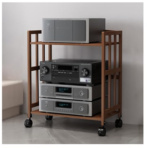 Mobile Mobile Media Storage Cabinet regolabile con 2 ripiani e ruote – Versatile mensola AV per Home Theater sistemi stereo audio/video stand salvaspazio Entertainment Organizer