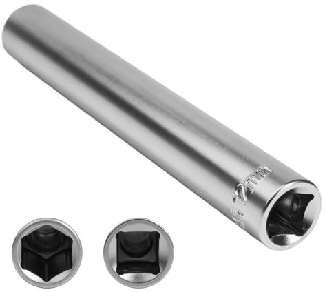 RowGlow llave para bujia de precalentamiento hexagona 12mm 3/8“, Llave de vaso precaldeo auto, acero al cromo-vanadio(12mm)