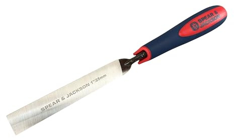 Spear & Jackson TUCK1SF Cazzuola per Fughe 1 (25 mm) - Lama in Acciaio al Carbonio con Manico Morbido per Giunti di Malta, Riparazione e Restauro