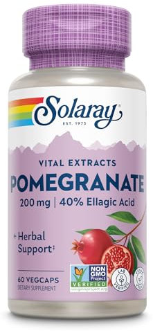 Solaray Granatapfel-Extrakt | 200mg pro Kapsel - enthält 80mg (40%) Ellagsäure | 60 Kapseln | vegan | laborgeprüft | ohne Gentechnik | Nahrungsergänzungsmittel mit Pomegranate/Granatapfelextrakt