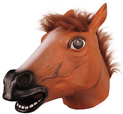 molezu Brun hästhuvudmask för vuxna, rolig djurkostym mask för Halloween, fester, festivaler och cosplay