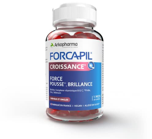 Arkopharma Forcapil Gummies Croissance - Cheveux et Ongles - Favorise la pousse des cheveux et ongles - Renforce la fibre capillaire - 60 gummies - Cure d'un mois