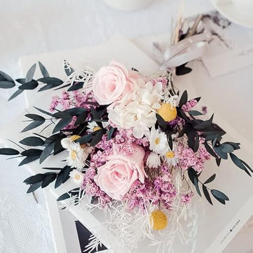Equirider Fiori Naturali secchi Bouquet Rose Crystal Pampas Erba Foglie di eucalipto Ortensia Fiore Matrimonio Matrimonio Decorazione Accessori