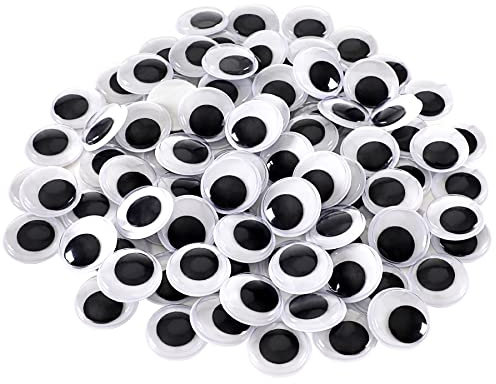 200 Stück Selbstklebend Wackelaugen Runde Schwarz Weiß 20mm Kunststoff Augen für Scrapbooking Kunsthandwerk Zubehör, DIY Handwerk Dekoration