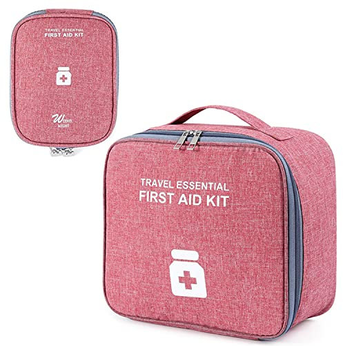2 Pièces Trousse de Premier Secours Vide, Sac de rangement pour boîtes à médicaments, Mini trousse de premiers soins étanche portable pour Situations D'urgence à Maison,Voiture,Randonnée (Rose)